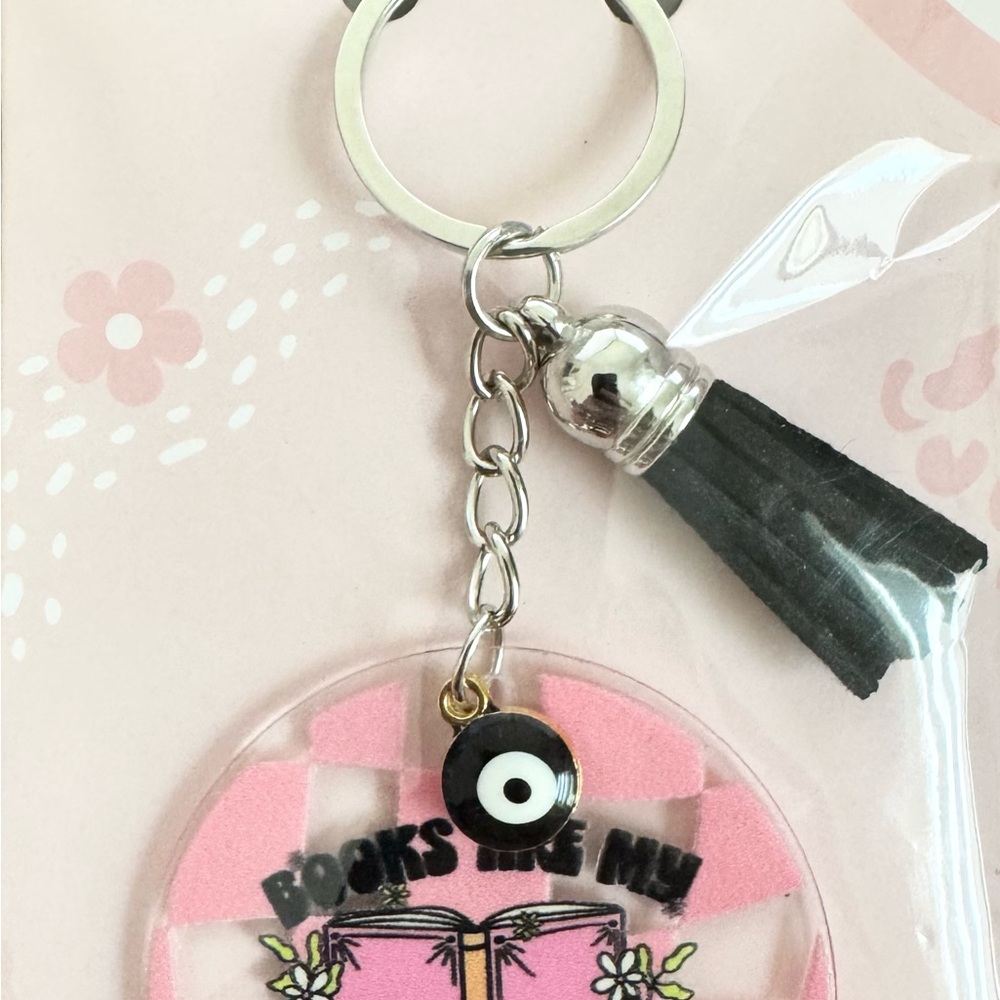 Pink and Black Keychain with Tassel